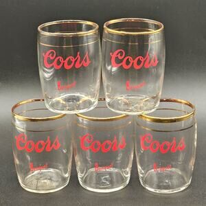 Vintage Coors Banquet Beer Glass Set 5 Pony Glasses